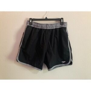 Speedo Swim Trunks Shorts‎ Men Size M Medium Black Gray with Pockets